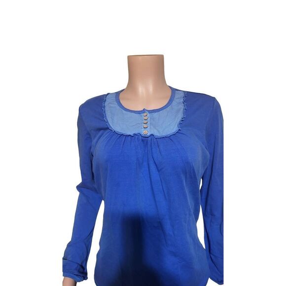 Pulp women's crew neck royal blue henley long sleeve top M - Picture 1 of 4